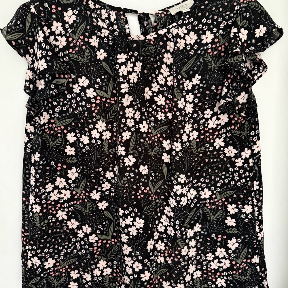 LOFT Flutter Sleeve Floral Blouse